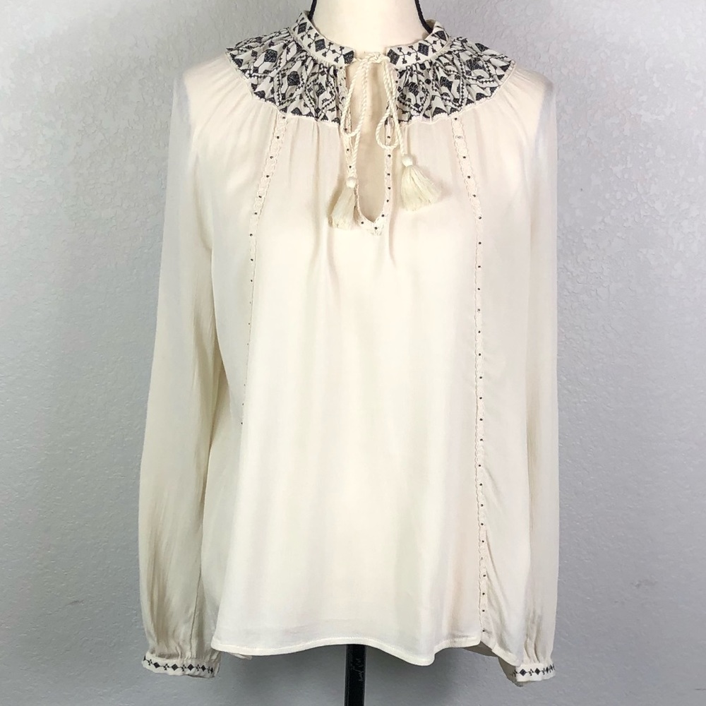 Lucky Brand Embroidered Peasant Top